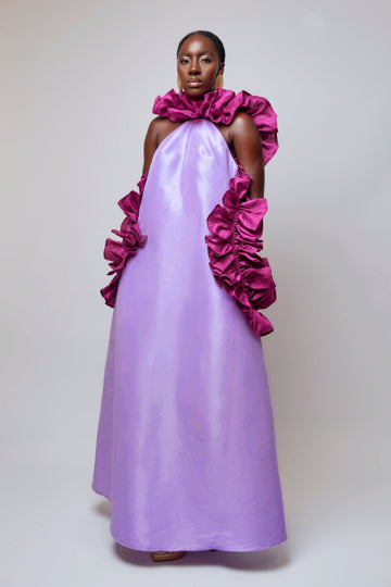 Ruffled Maxi Dress: Two-Toned TRIBASSA