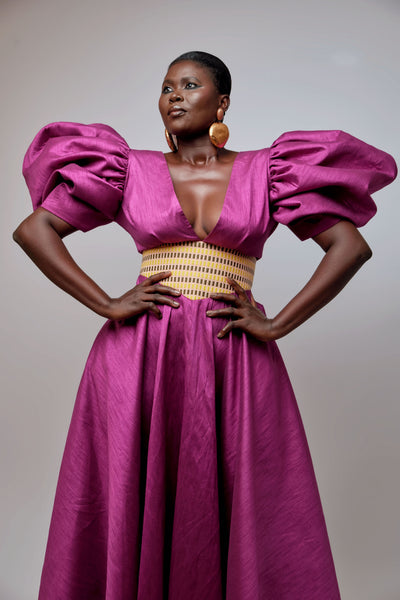Exaggerated Sleeve Gown: Beetroot Exaggerated Sleeve Gown: Beetroot