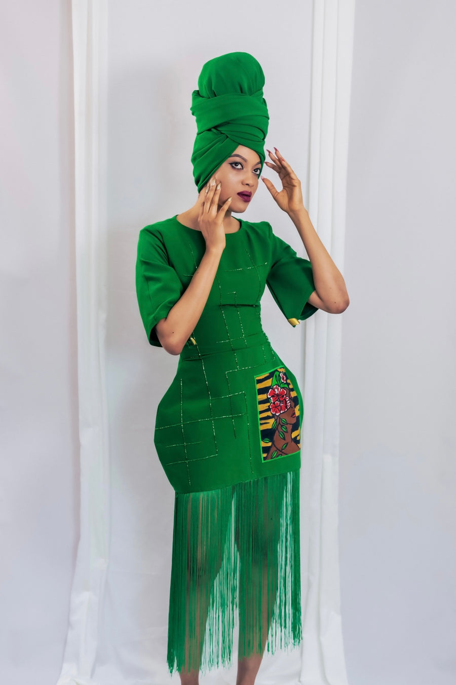 HAND PAINTED STRUCTURED GREEN DRESS ADM Projects