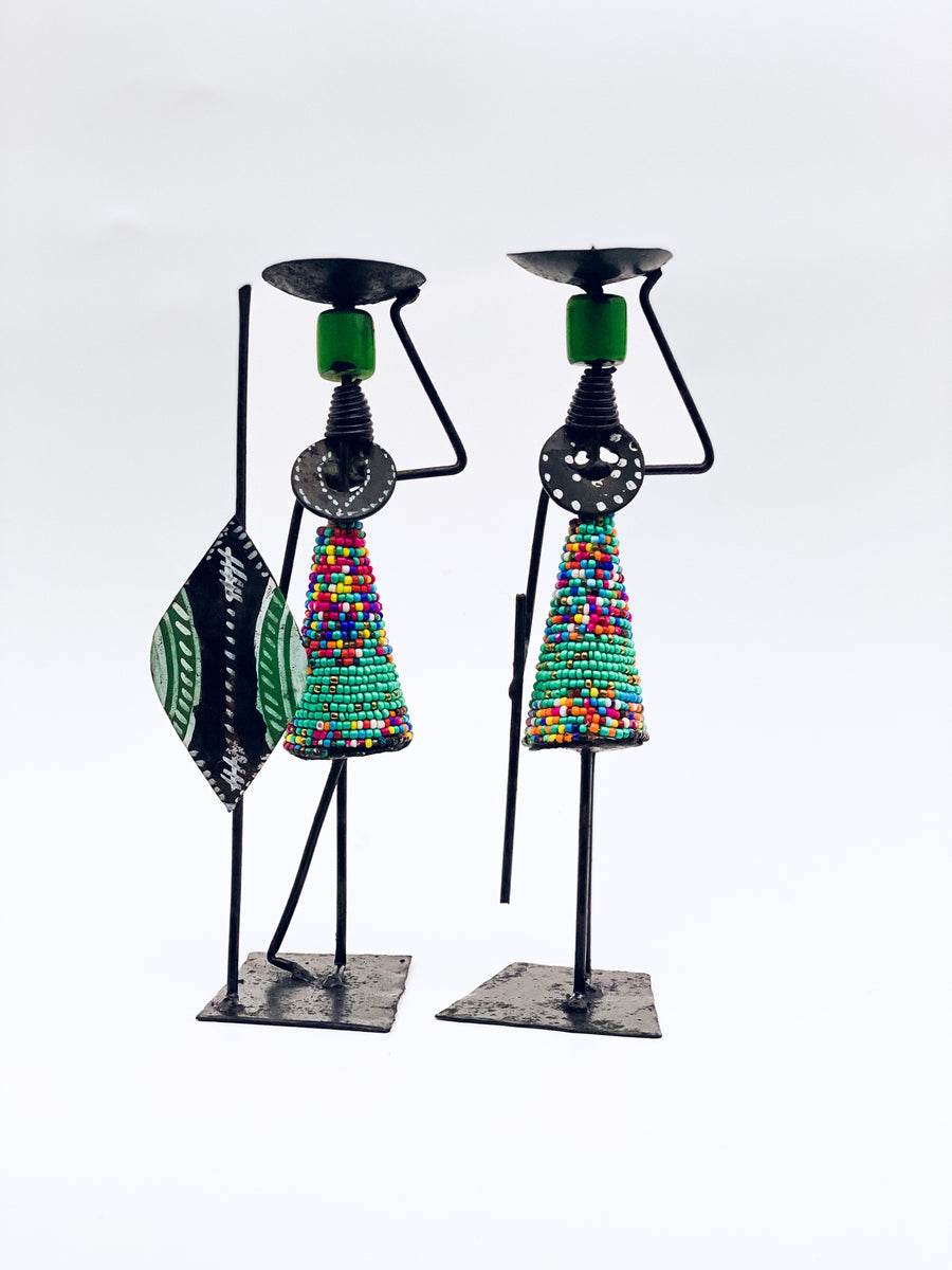 Man and Woman hand crafted candle holders African Designers Mall