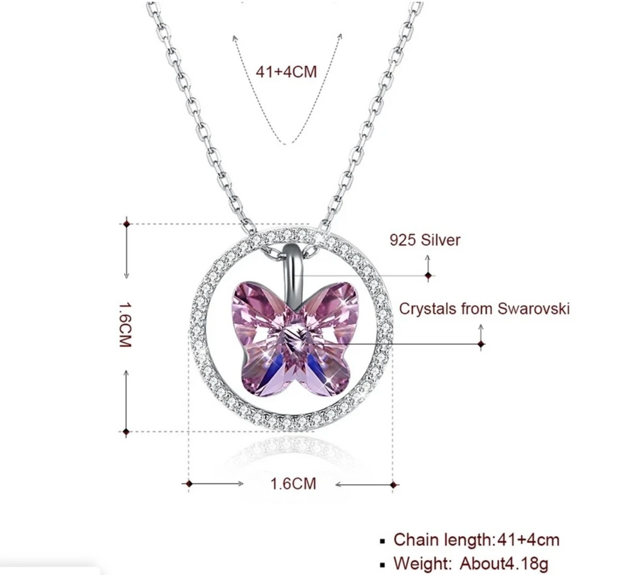 BLUSH ROSE BUTTERFLY NECKLACE GISELLE