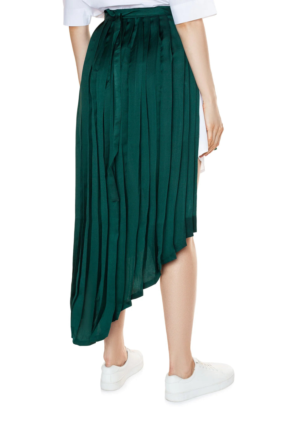 PLEATED HALF WRAP SKIRT WITH GREEN HAND PAINTED ART ADM Projects