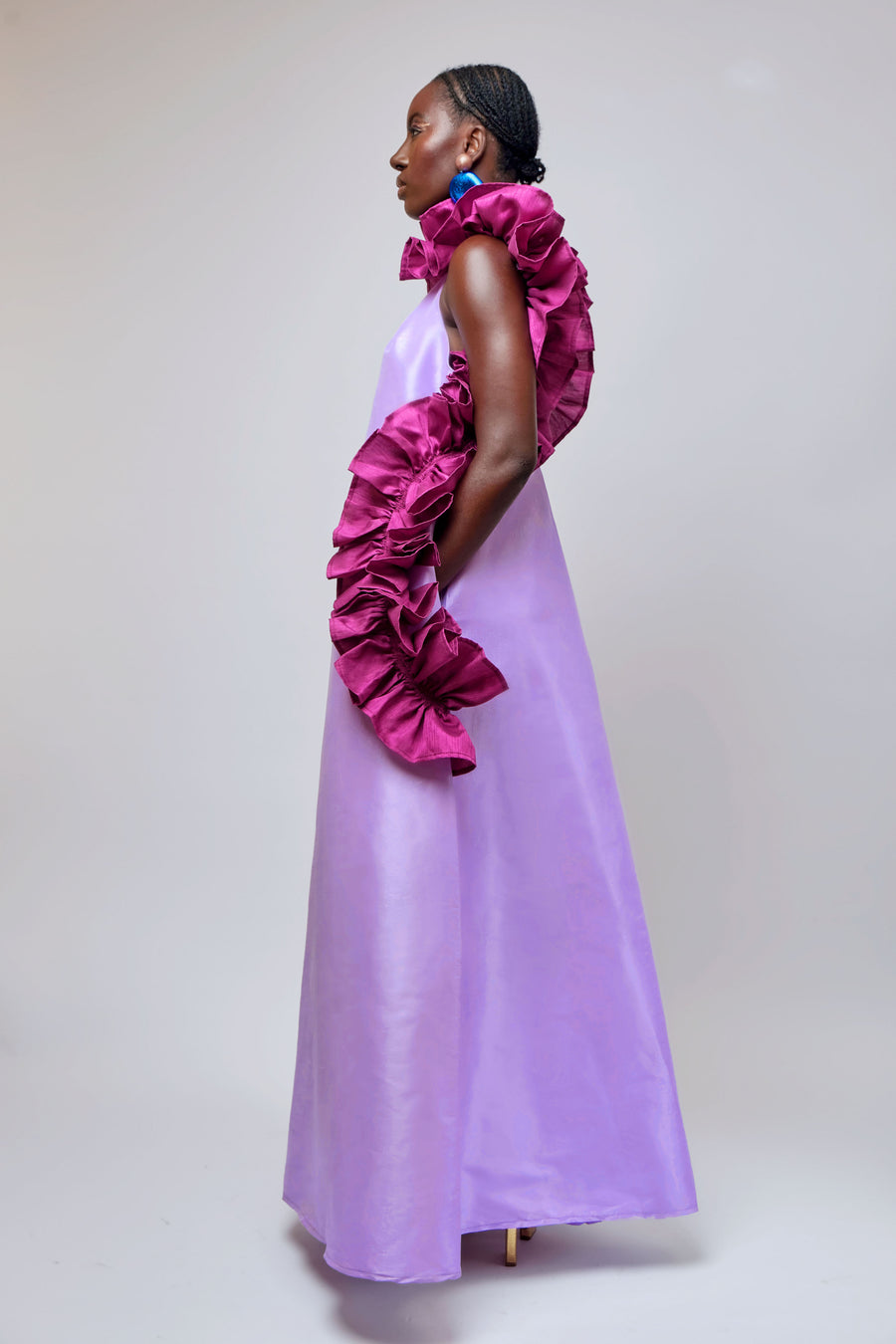 Ruffled Maxi Dress: Two-Toned TRIBASSA