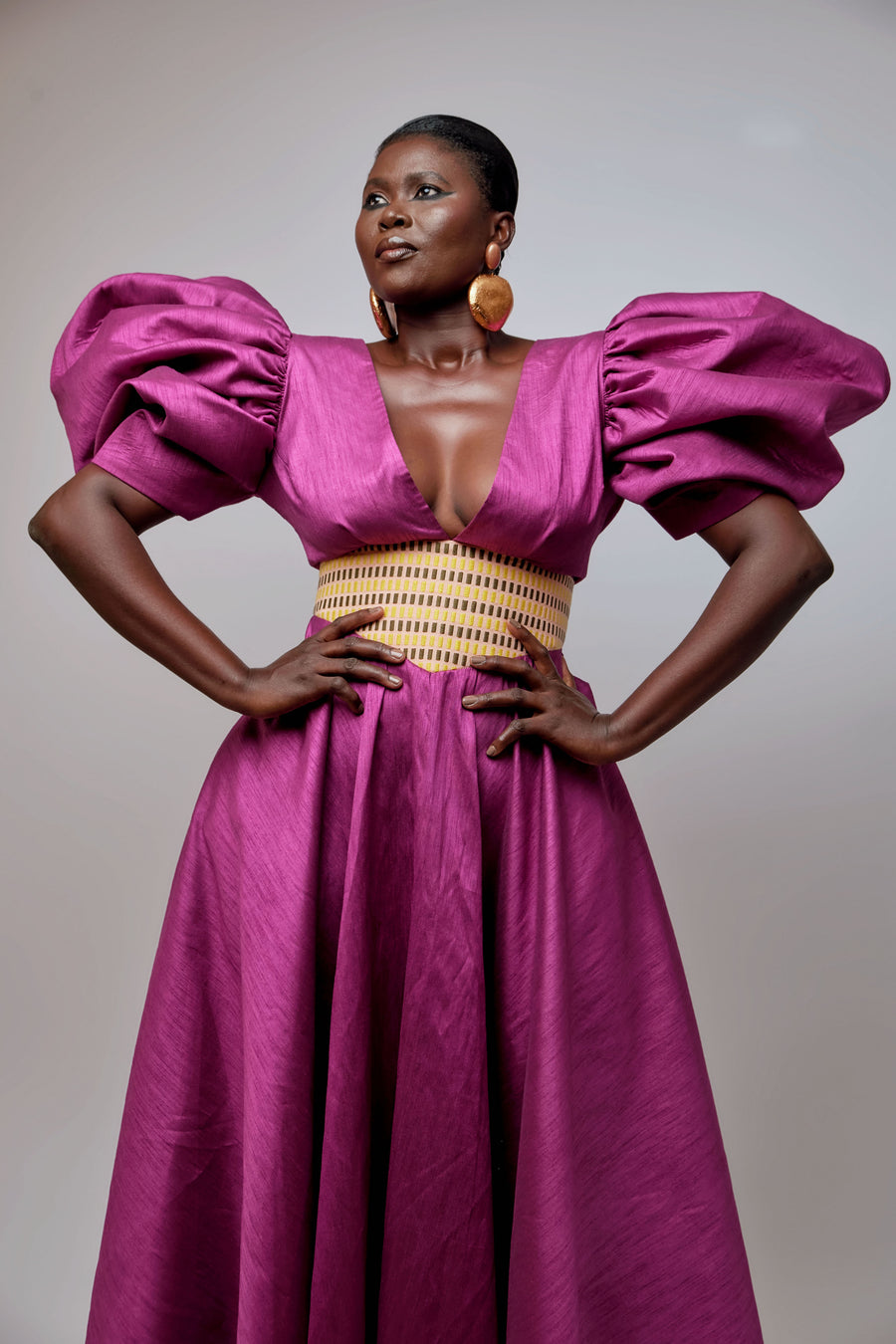 Exaggerated Sleeve Gown: Beetroot TRIBASSA