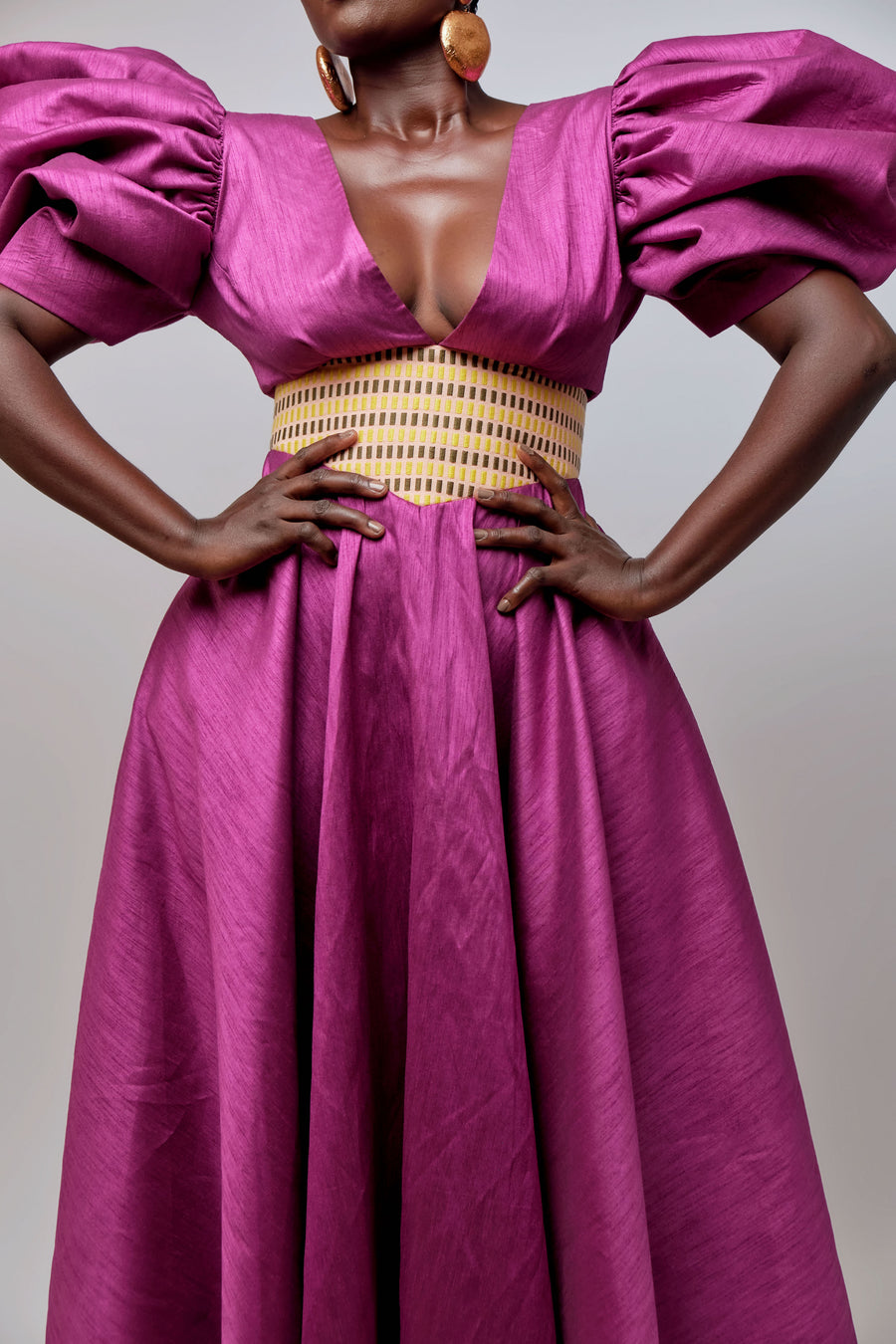 Exaggerated Sleeve Gown: Beetroot TRIBASSA