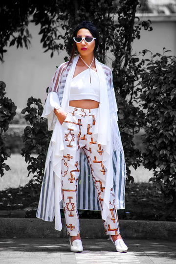 Jacket with fringe details and pants THE UP MARKET