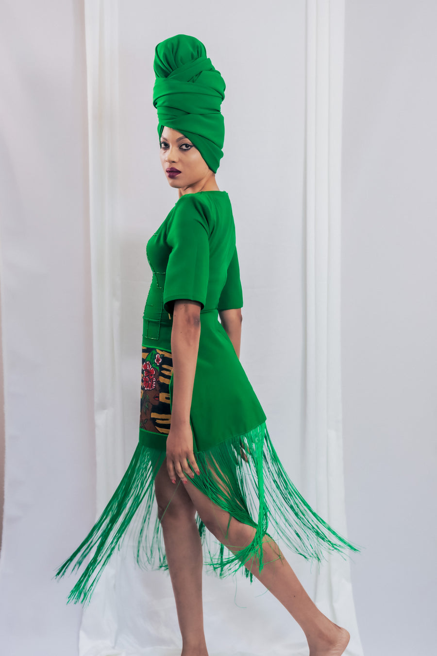 HAND PAINTED STRUCTURED GREEN DRESS ADM Projects