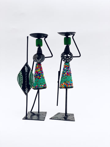 Man and Woman hand crafted candle holders African Designers Mall