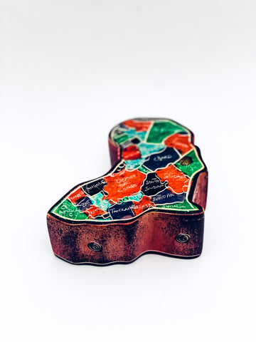 Jewellery box with inscriptions of all African countries African Designers Mall