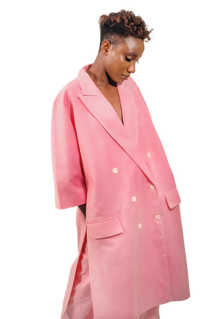 Business Chic double breasted kimono blush-pink suit ADM BASIC