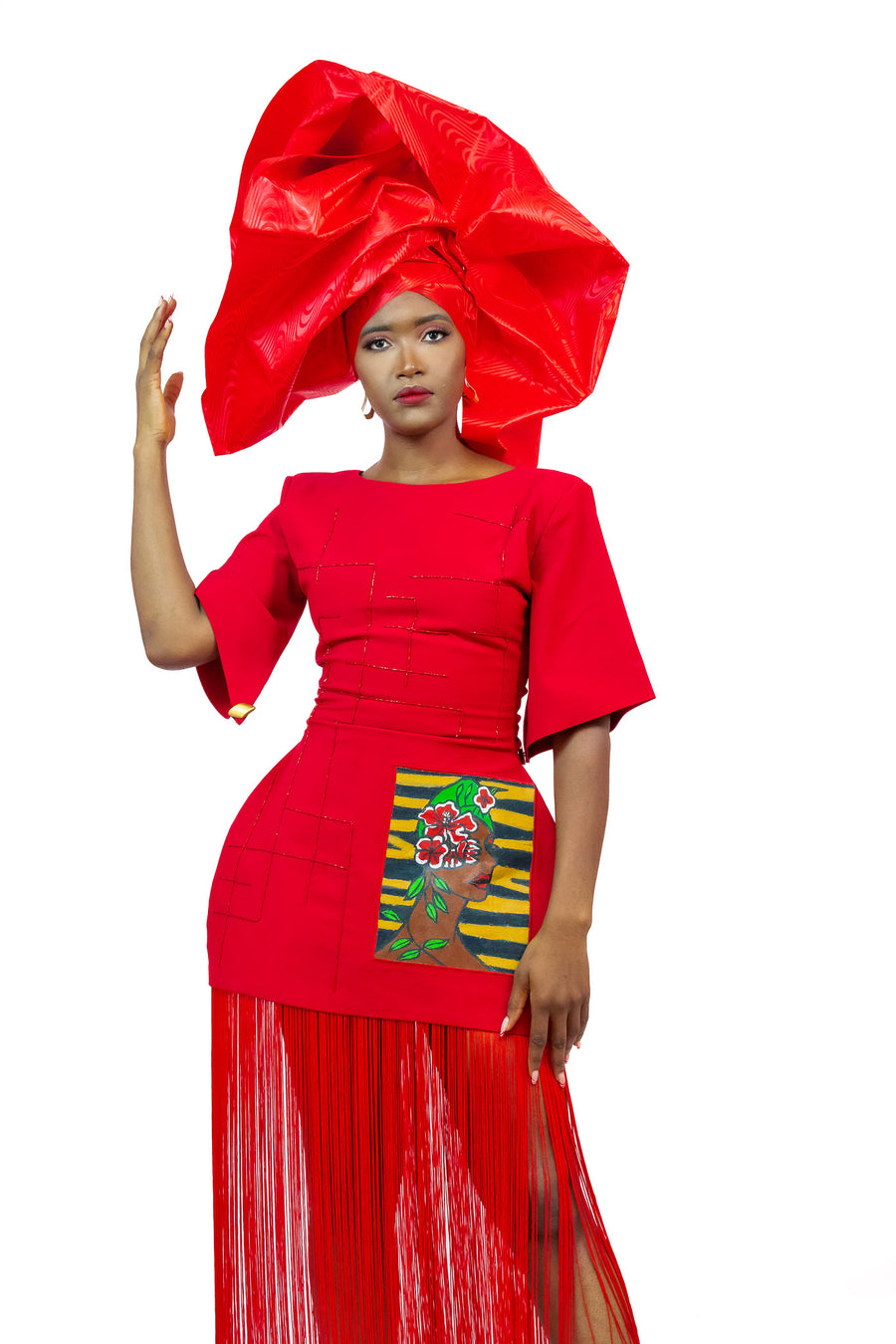 HAND PAINTED STRUCTURED RED DRESS ADM Projects
