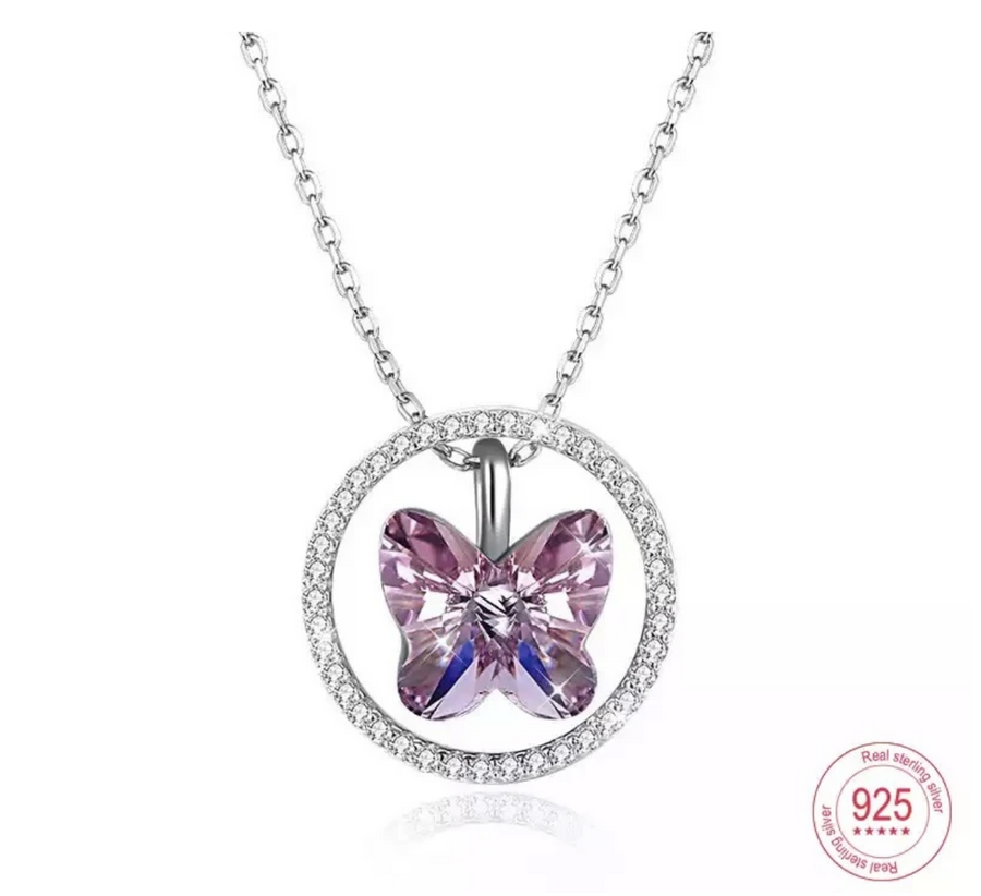BLUSH ROSE BUTTERFLY NECKLACE GISELLE